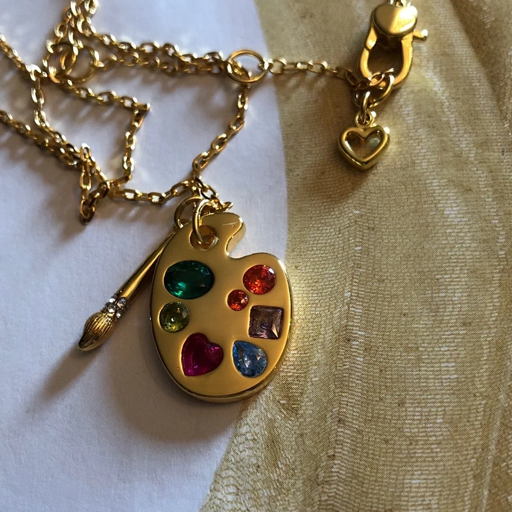 Authentic New with tag Kate spade Gold Artist Palette Necklace